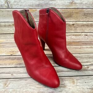 Halogen Womens Red Leather High Heel Ankle Boots 7.5M
